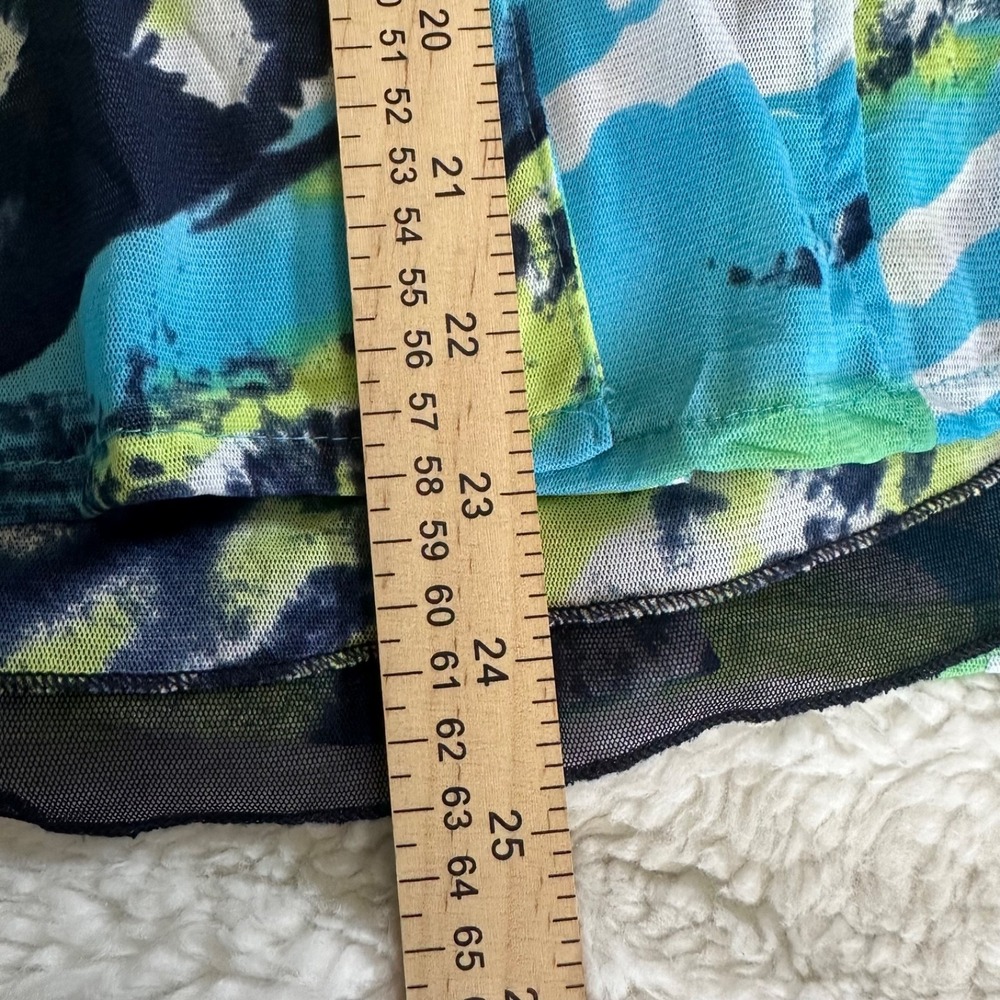 Picadilly Fashions 2-Pc Set Top & Mesh Tank Abstract Multi-Color Blue Green Sz M - Picture 5 of 11
